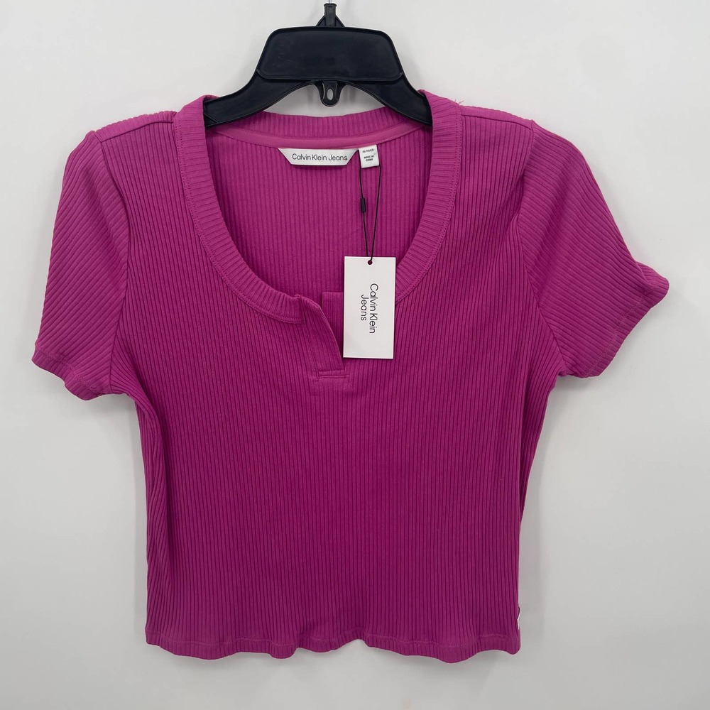 Calvin Klein Jeans Women's Pink Crop Top Size XL - Picture 2 of 5